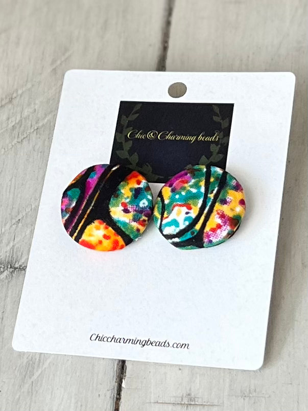 Ankara Button Earrings – Chic & Charming Beads