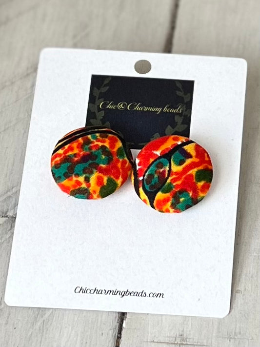 Ankara Button Earrings