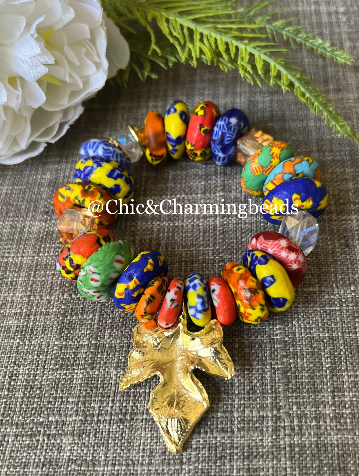 Big Ghanian Glass Beads Bracelet