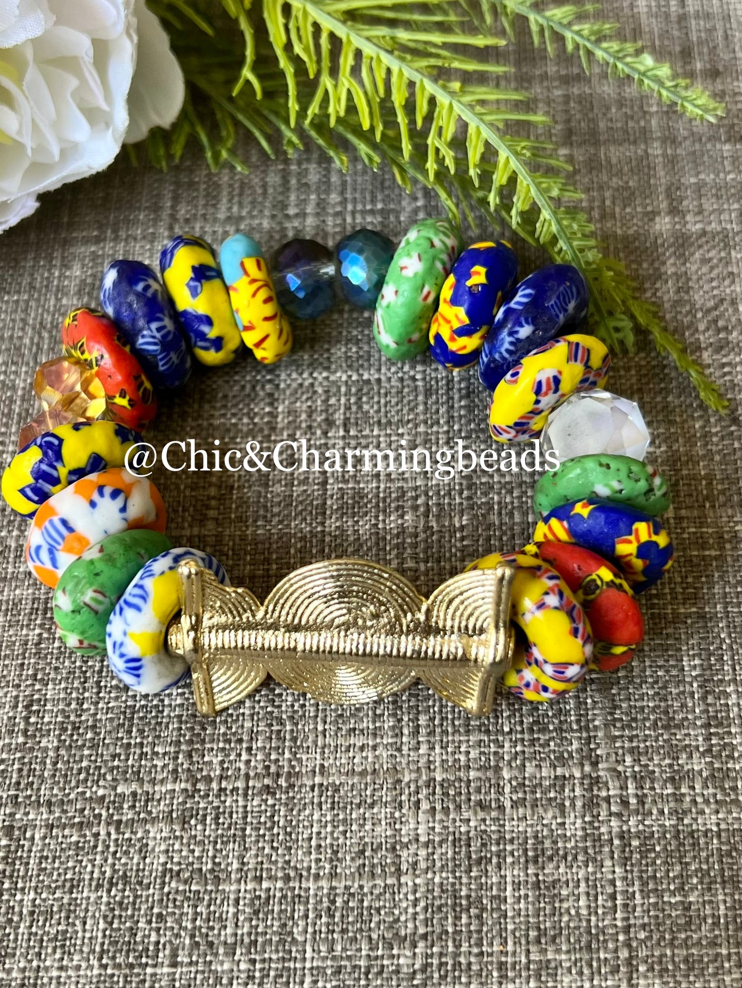 Big Ghanian Glass Beads Bracelet