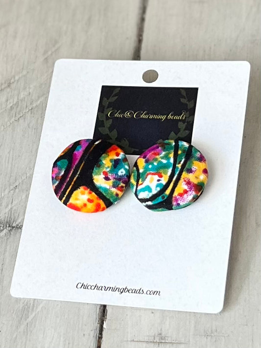 Ankara Button Earrings