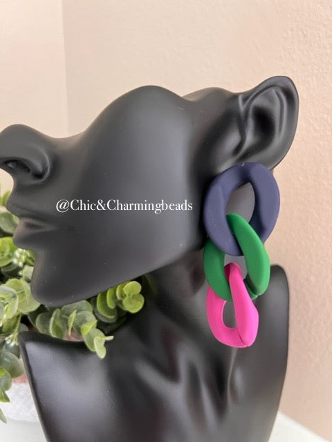 Color Block Drop Earrings