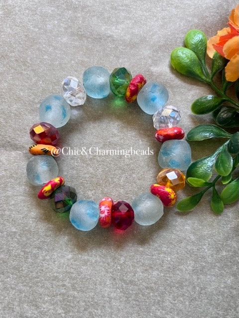 Blue & Mix Beads Bracelet