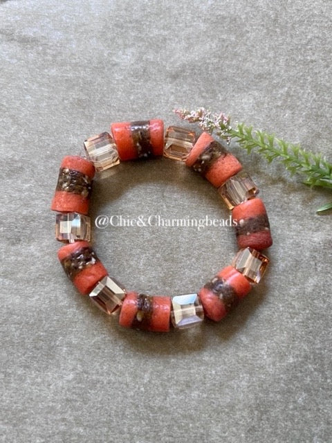 Orange & Brown Krobo Beads