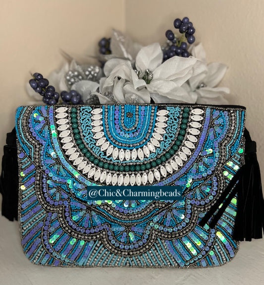 Turquoise Beaded Clutch